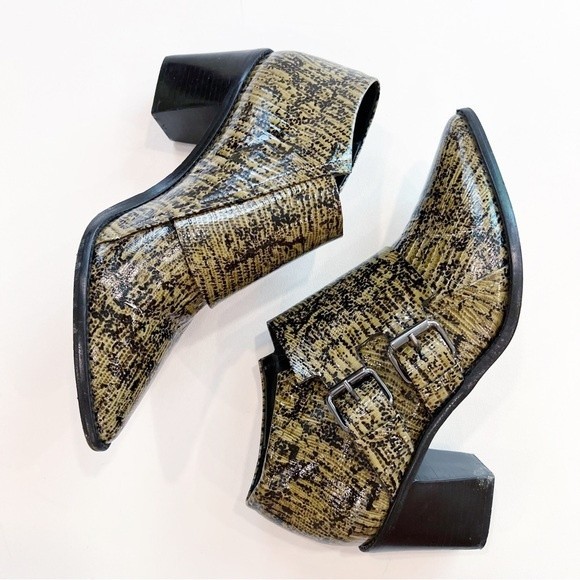 Tibi Billie Lizard-Embossed Leather Ankle Boots Size 39.5 - Picture 9 of 12